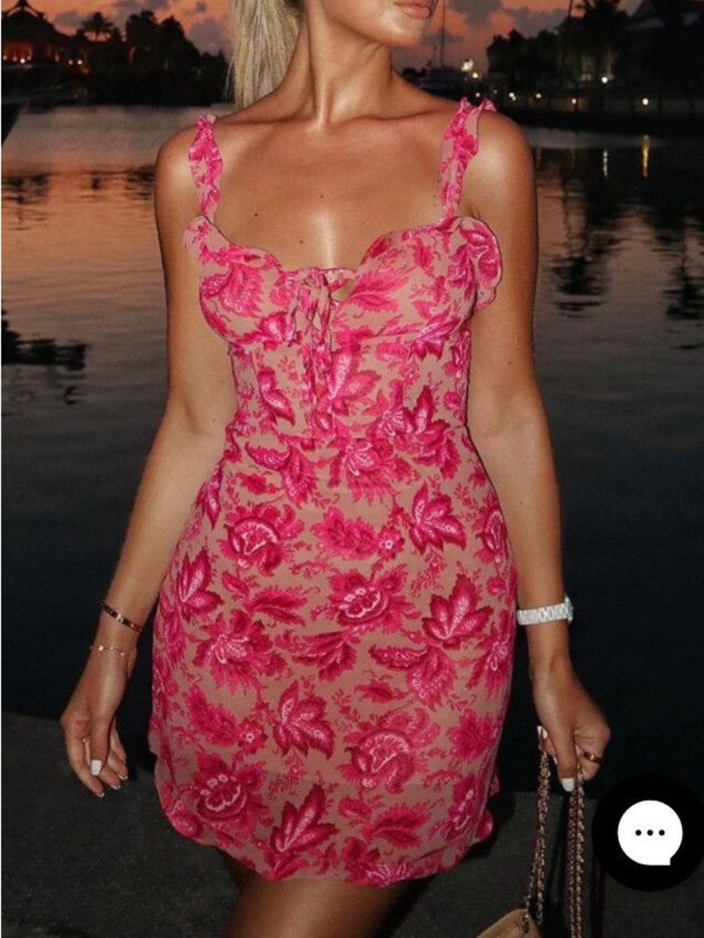 White Fox Boutique Pink Floral Ruffle Sundress